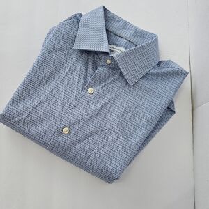 Men's Peter Millar 100% Cotton Casual Button Up Shirt - Blue Geo - XL -